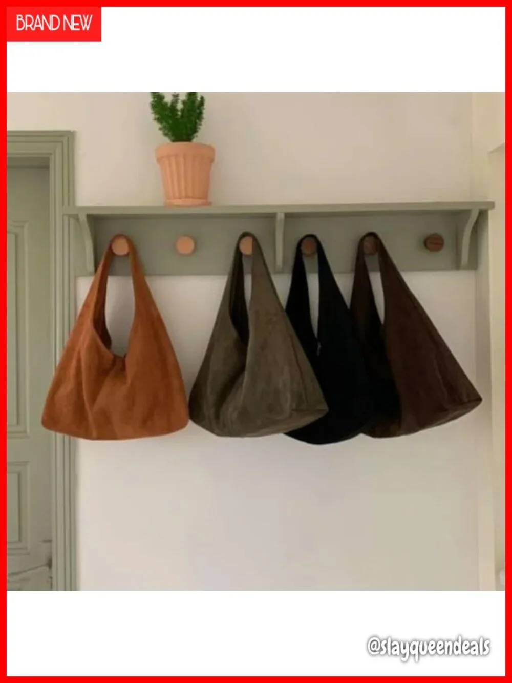 Slouchy Suede Hobo Bag Women Casual Underarm Shoulder Tote Handbag Purse
